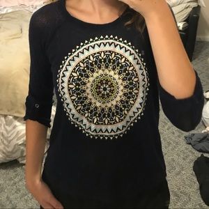 Justice 3/4 Sleeve Blue Sparkle Top